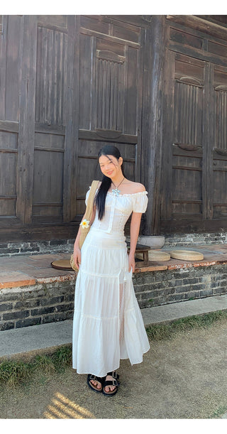 white off-shoulder blouse