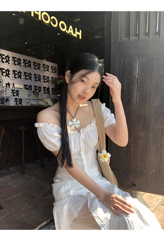 white off-shoulder blouse