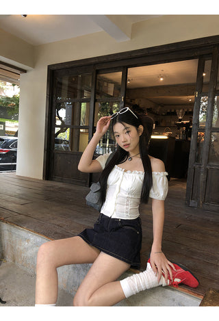 white off-shoulder blouse
