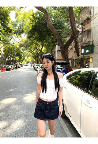 white off-shoulder blouse