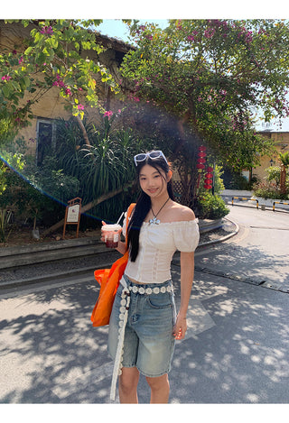 white off-shoulder blouse