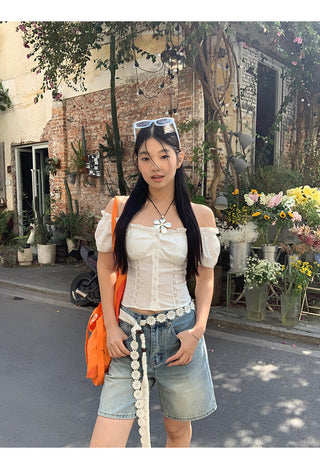 white off-shoulder blouse