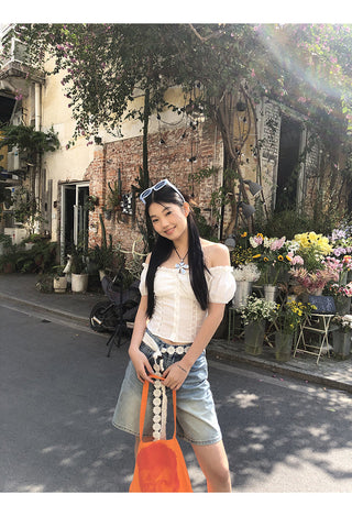 white off-shoulder blouse