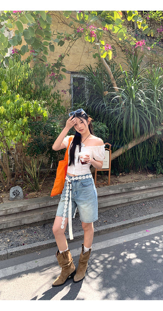 white off-shoulder blouse