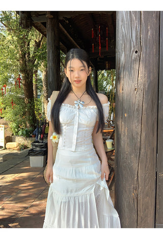 white sheath cake dress