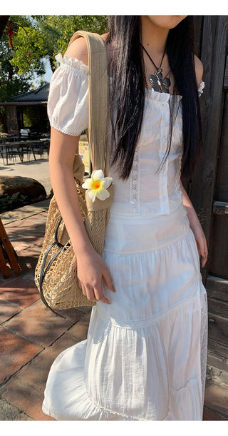 white sheath cake dress