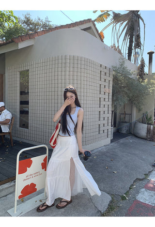 white sheath cake dress