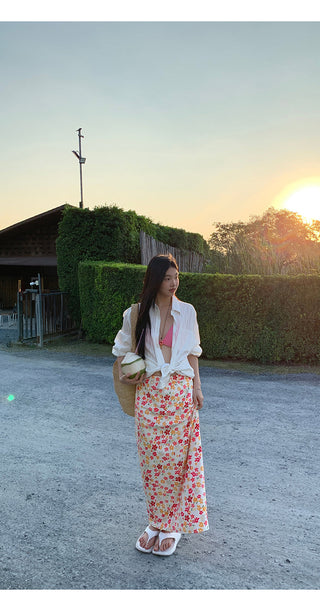 pink floral child skirt