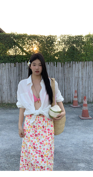 pink floral child skirt