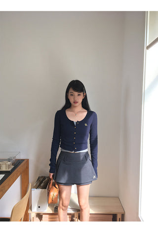 dark gray culotte skirt