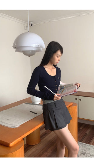 dark gray culotte skirt
