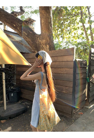 blue backless sling dress