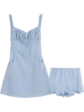 blue backless sling dress