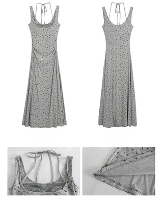 gray floral A-line