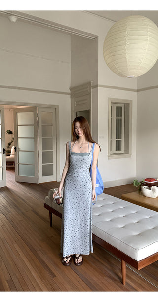 gray floral A-line
