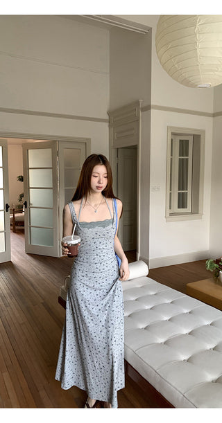 gray floral A-line