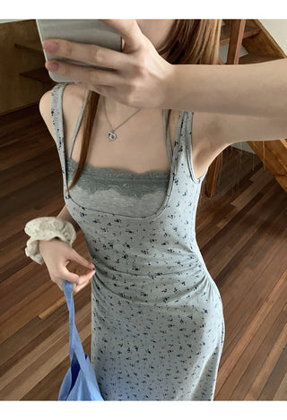 gray floral A-line