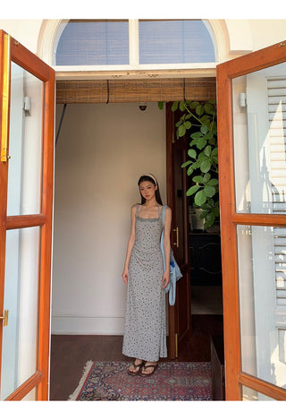 gray floral A-line
