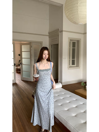 gray floral A-line