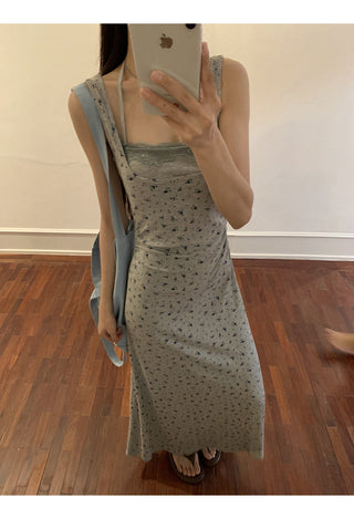 gray floral A-line