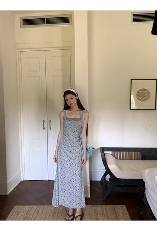 gray floral A-line