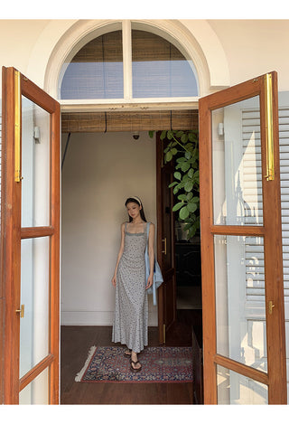 gray floral A-line