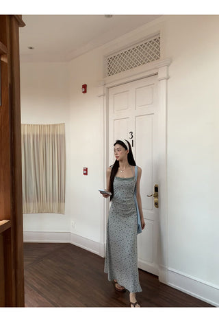 gray floral A-line