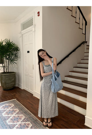 gray floral A-line
