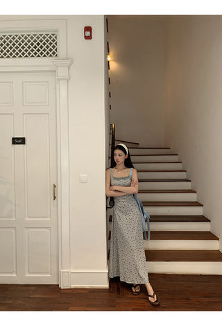 gray floral A-line