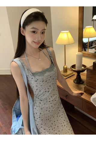 gray floral A-line
