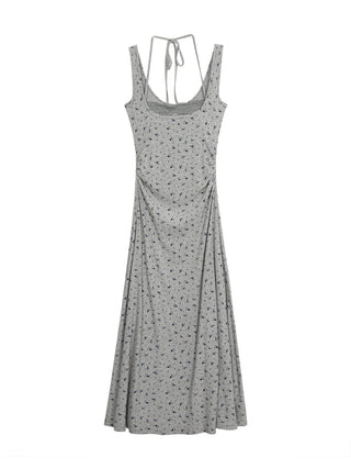 gray floral A-line