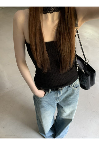 black lace halter