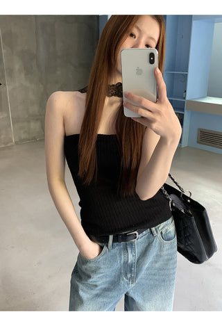 black lace halter