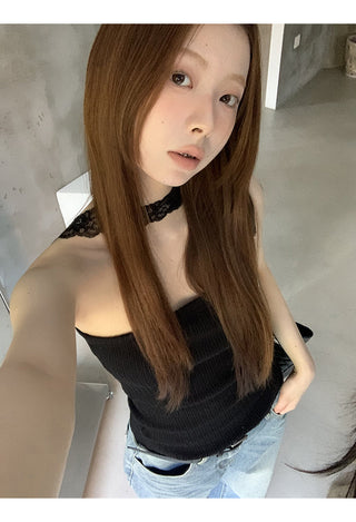black lace halter
