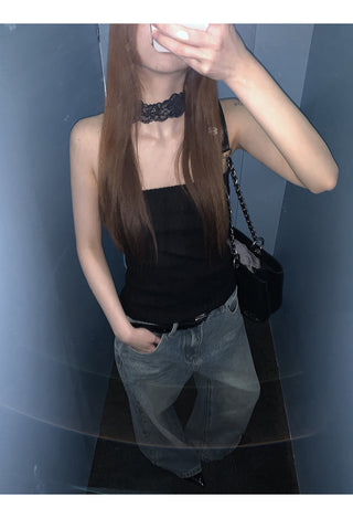 black lace halter