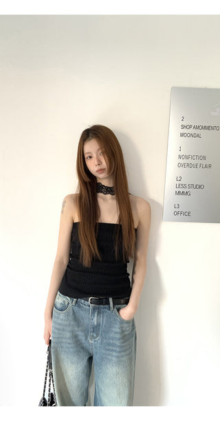 black lace halter