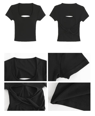 black slim-fit top