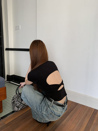 black slim-fit top
