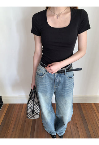 black slim-fit top