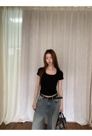 black slim-fit top