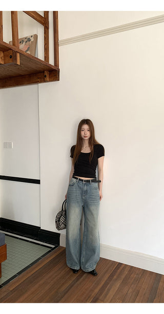 black slim-fit top