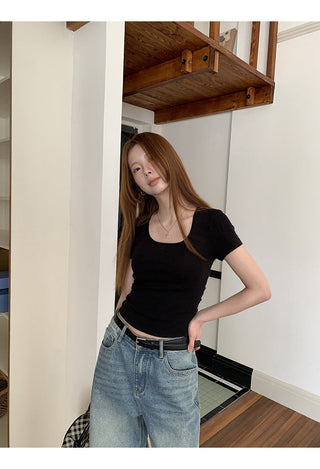 black slim-fit top