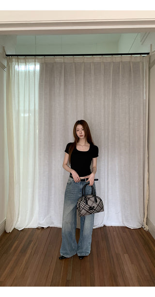 black slim-fit top