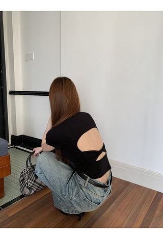 black slim-fit top