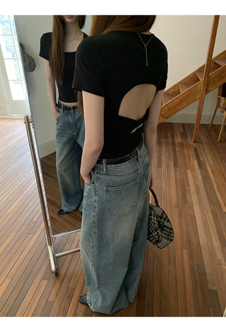 black slim-fit top