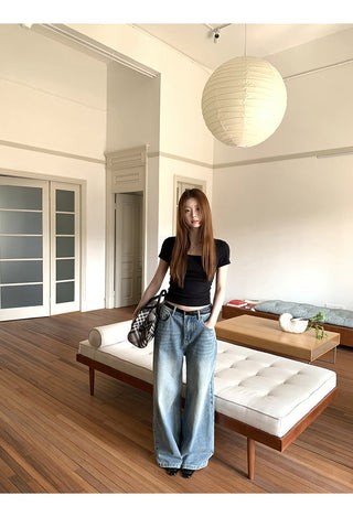 black slim-fit top