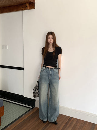 black slim-fit top