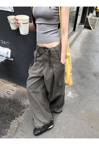 blue wide-leg overalls