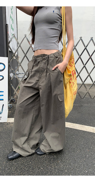 blue wide-leg overalls