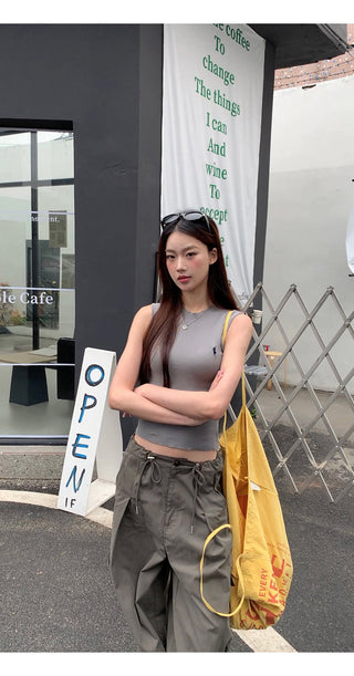 blue wide-leg overalls